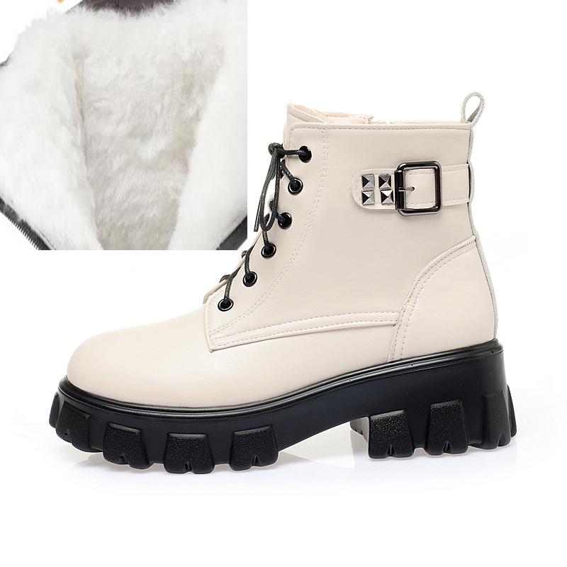 Женские зимние ботинки из натуральной кожи, модные теплые ботинки Marton из натуральной шерсти, женские ботильоны на толстой подошве
