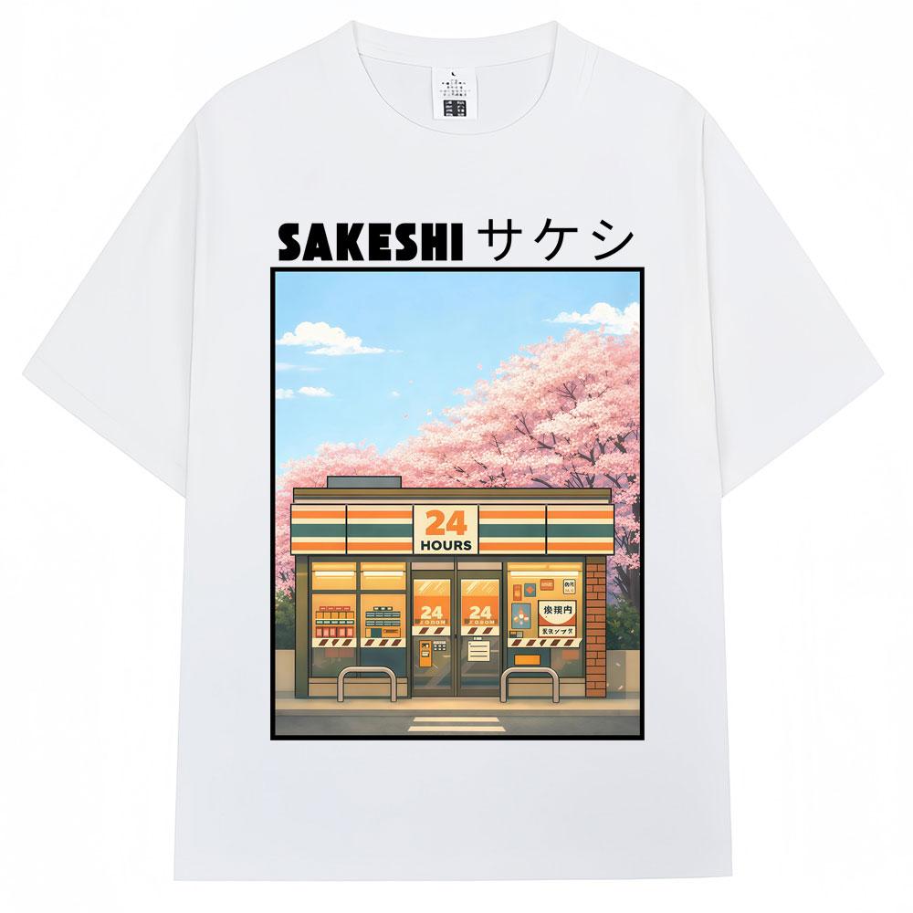 Japanese Style Konbini Convenience Store Graphic T Shirts Unisex Unisex Fashion Tokyo TShirts Oversized Cotton Casual T Shirt Gifts