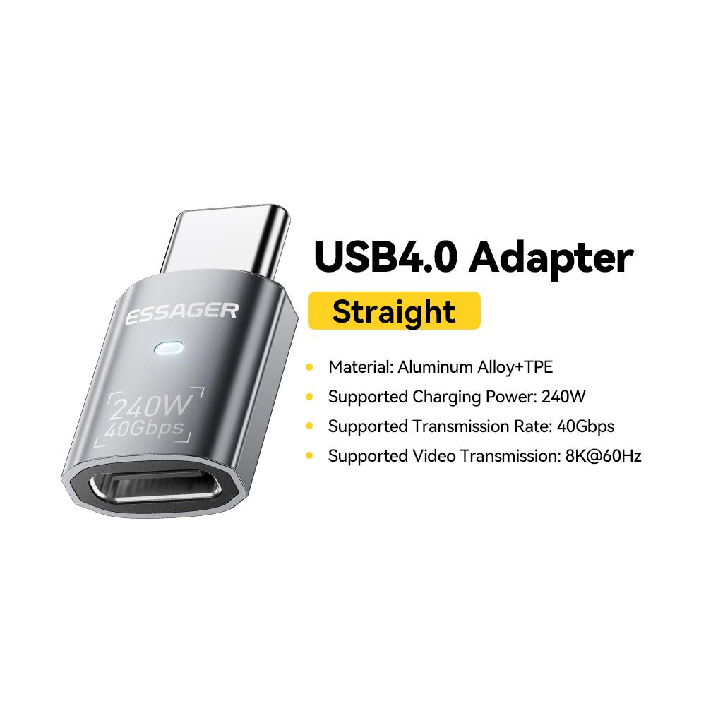 Essager USB4.0 40 Гбит/с OTG Адаптер 240 Вт Быстрая Зарядка Конвертер 90 Градусов USB Type C Адаптер Данных Для Телефона Macbook Ноутбука 8K60 Гц