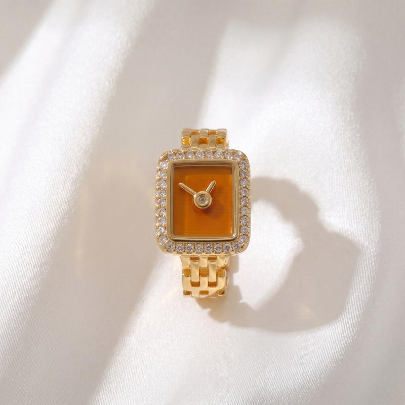 New gold watch ring European and American style personality light luxury couple index finger ring Qixi Festival Valentine's Day gift tide