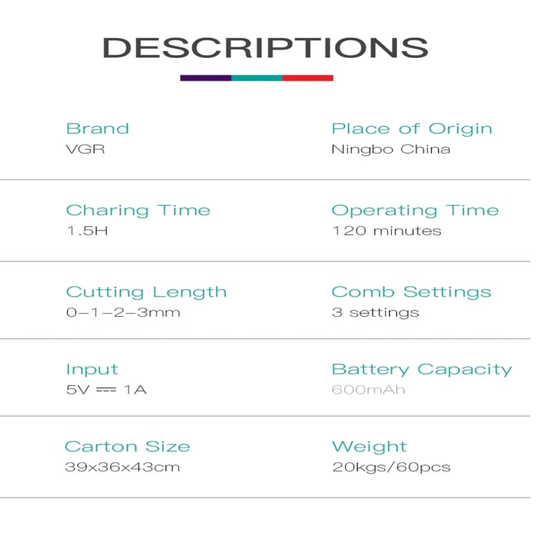 VGR Мини Легкая Машинка для стрижки волос Беспроводная Электрическая Машинка для стрижки волос Профессиональная Электронная Цифровая Машинка для стрижки волос Мужской Триммер