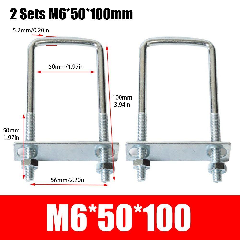 2Sets With Baffle Pipe U-clamp Iron Squa Bolt New Square Clamp