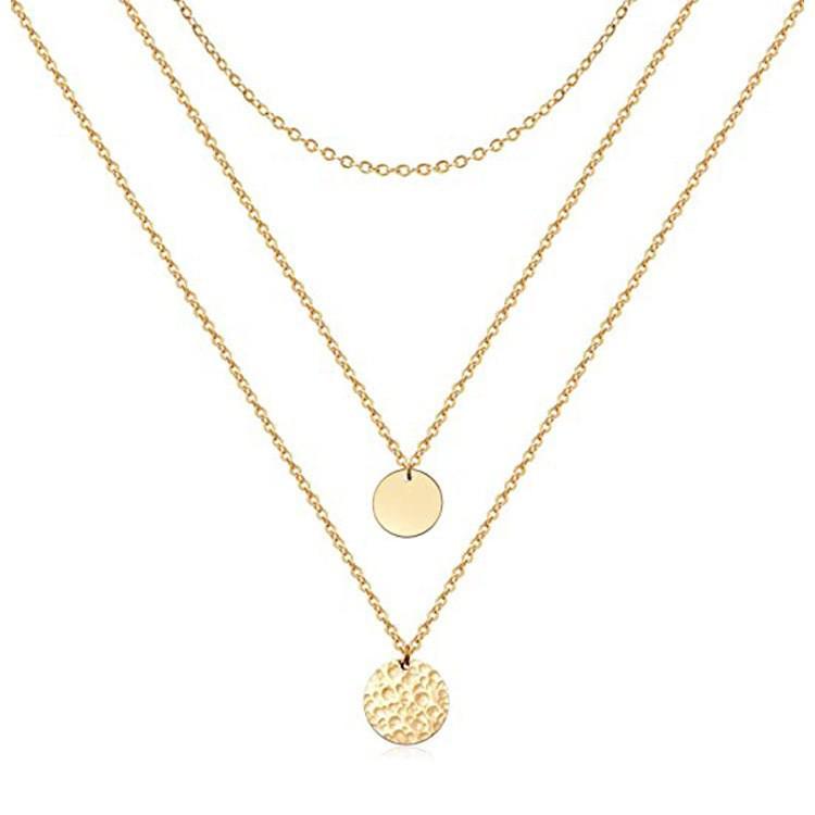 Модное женское ожерелье из сплава с двойной круглой подвеской