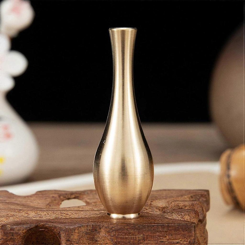 Style Copper Vase Artificial Flower Vase, Plants Art Crafts, Flower Pot for Desktop Bedroom Office and Home Decor, A less