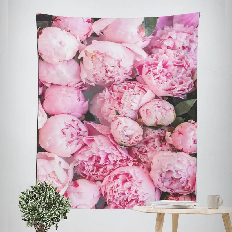 Розовый букет цветов Декоративный гобелен Декор для дома Настенный декор Офис Гостиная Гобелен