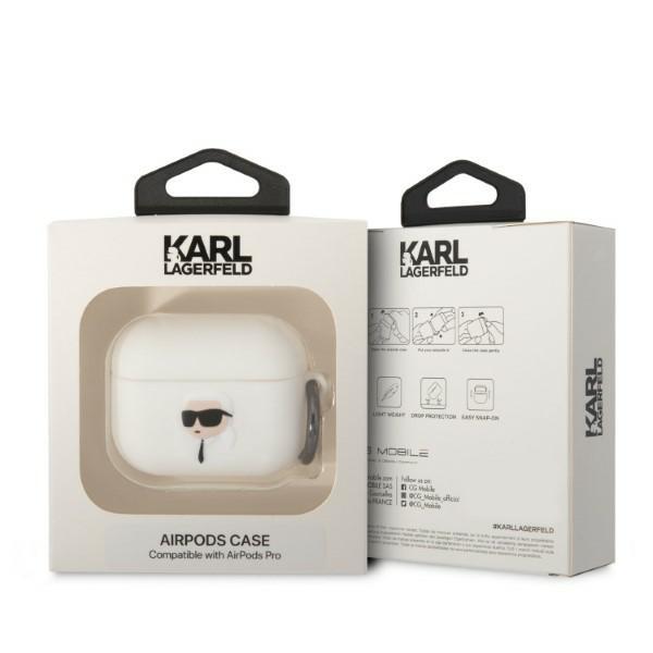 Karl Lagerfeld KLAPRUNIKH AirPods Procover white/white Silicone Karl Head 3D