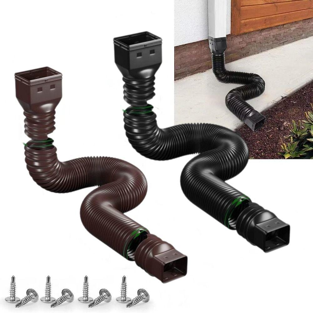 Retractable Rain Gutter Downspout Extensions with Screws Adjustable Drain Downspout Extender Rainwater Drainage
