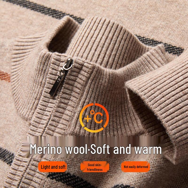 Golden Chrysanthemum Men's 100% Pure Wool Round Neck Sweater