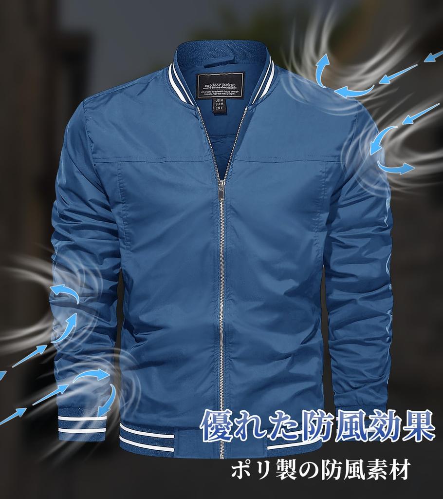 KEFITEVD Men's Windbreaker Jacket Lightweight Waterproof Bomber Coat Blue S