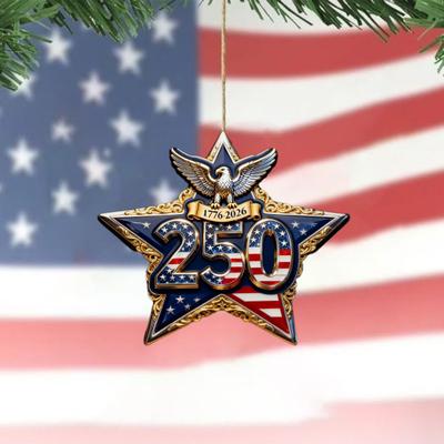Yousheng 4 шт./набор Украшение к 250-летию Америки 2D плоская акриловая подвеска 1776–2026 Памятное подвесное украшение для рождественской елки, двери, автомобиля