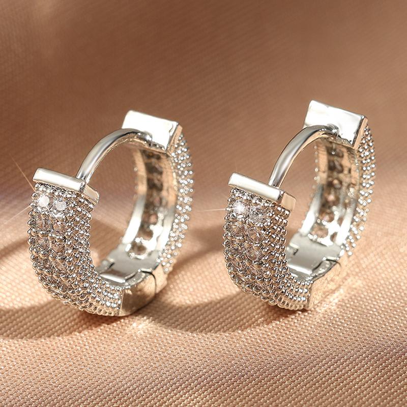 Luxury Cubic Zirconia Gold Color Zircon Hoop Earrings For Women Luxury Circle Crystal Girls Party Zircon