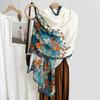 Autumn and Winter Design Sense Elegant Cotton and Linen Flower Print Scarf Women's Travel Photography Temperament Fashionable Outer Shawl