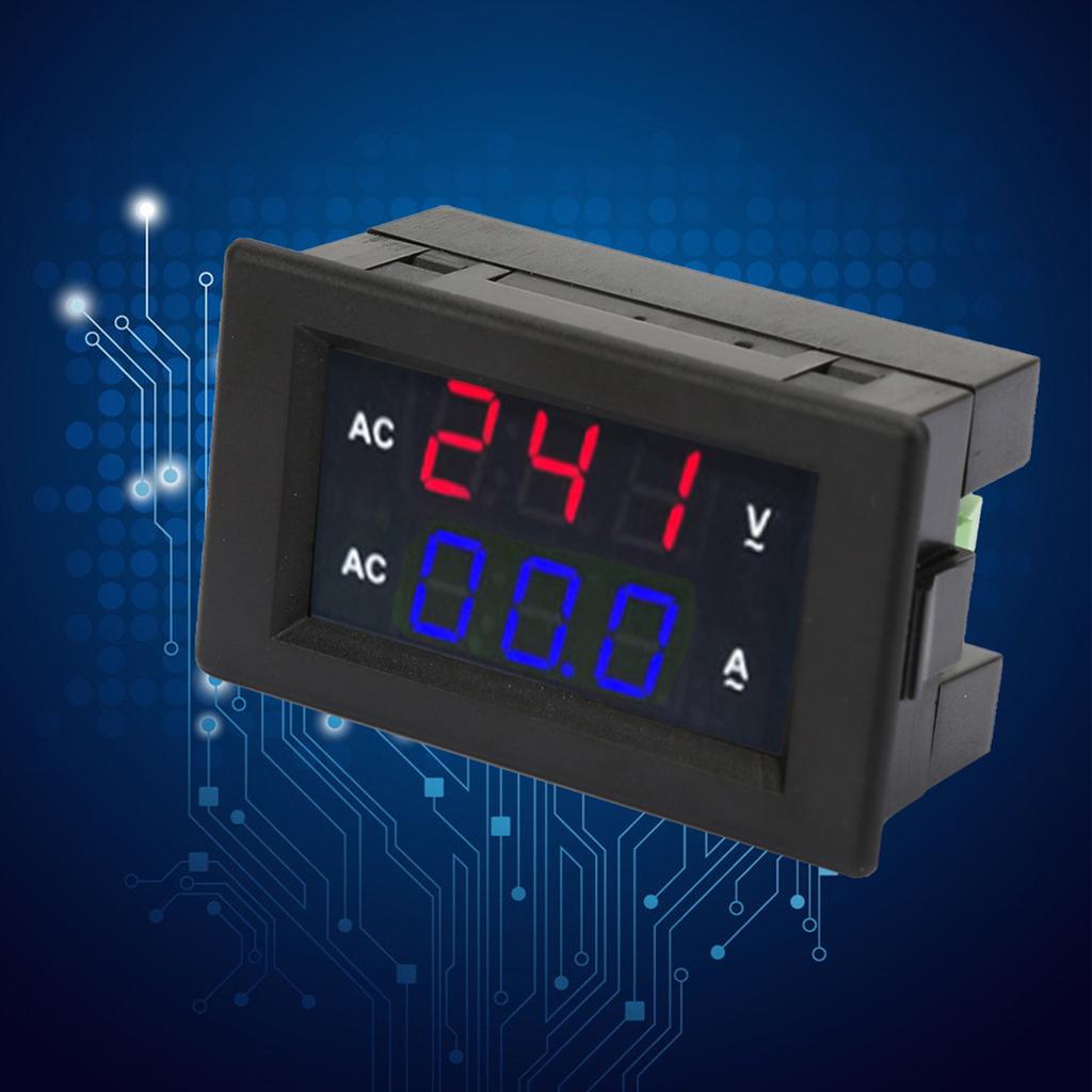 LED Digital Display AC 100 300V Voltmeter 0 50A Ampere Meter(Red bluE)