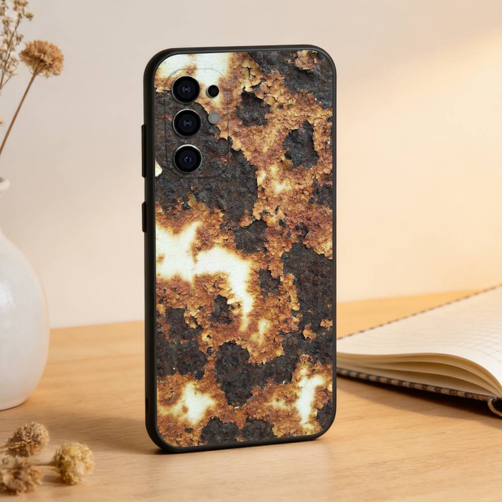 Retro Rust Design Phone Case Black Silicone Soft For Samsung S25,S24,S21,S22,S23,S30,Ultra,S20,Plus,Fe,Lite