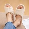 Fashion Comwarm Women's Open Toe Fuzzy Slippers Fashion Indoor Cozy Fur Line Non-slip House Slippers Female Soft Warm Cotton Slippers