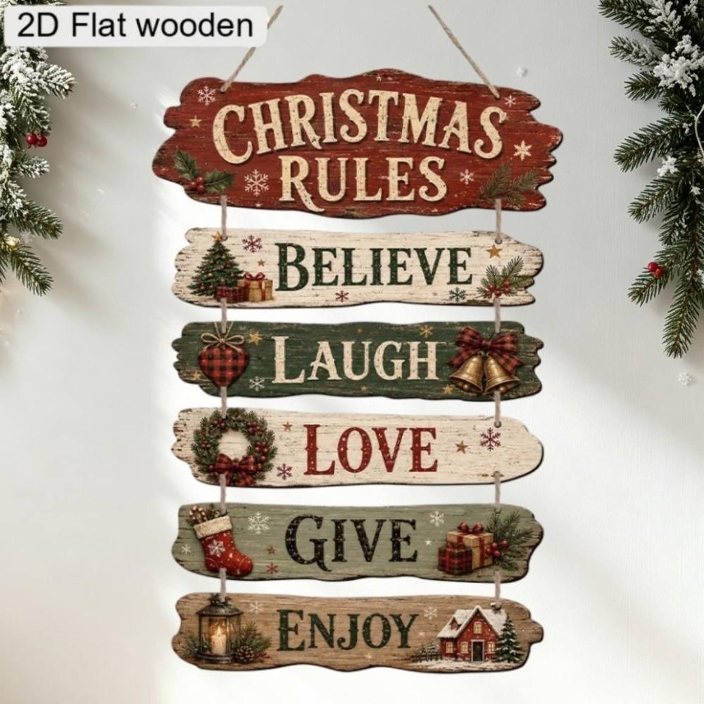 Irregular Christmas Quote Door Hanging Rustic Xmas Hanging Plaque Front Porch