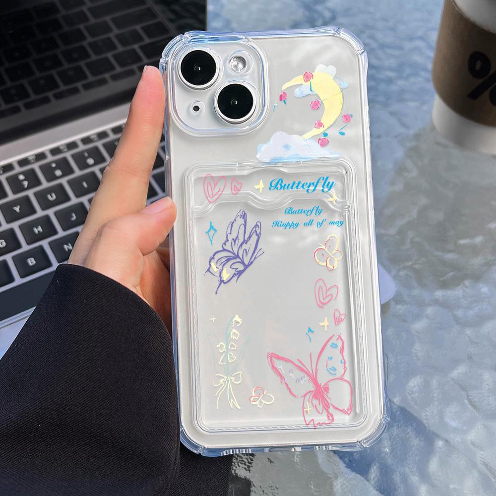 Card Phone Case for iPhone 11 13 XR 15 14 Pro Max iPhone 12 16 7 8 Plus XS Max Samsung S24 S23 A15 A55 A05 A54 Redmi 12 13C 13 9 Cartoon Protection