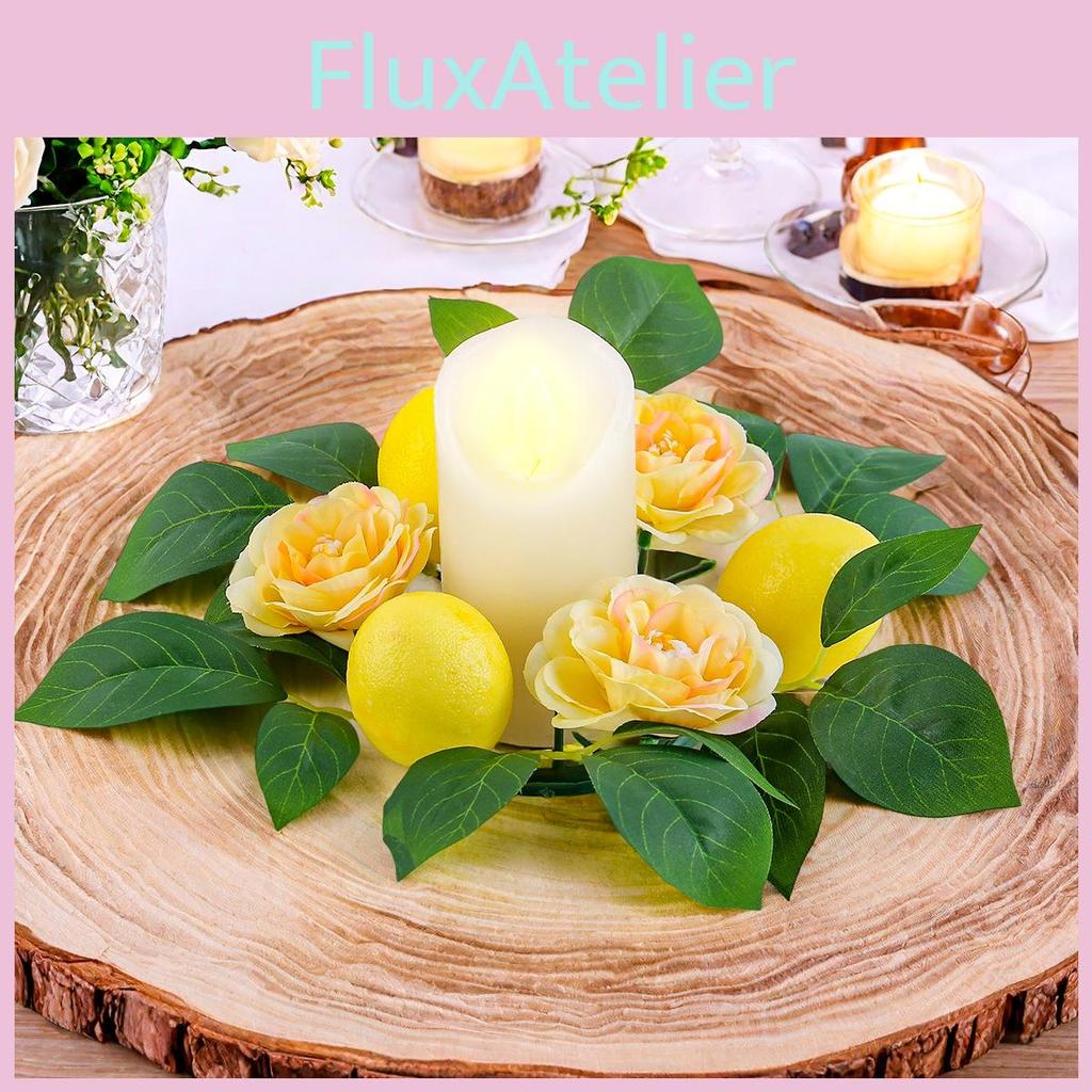 Faux Flower Candle Ring With Realistic Design For Seasonal Home Decor