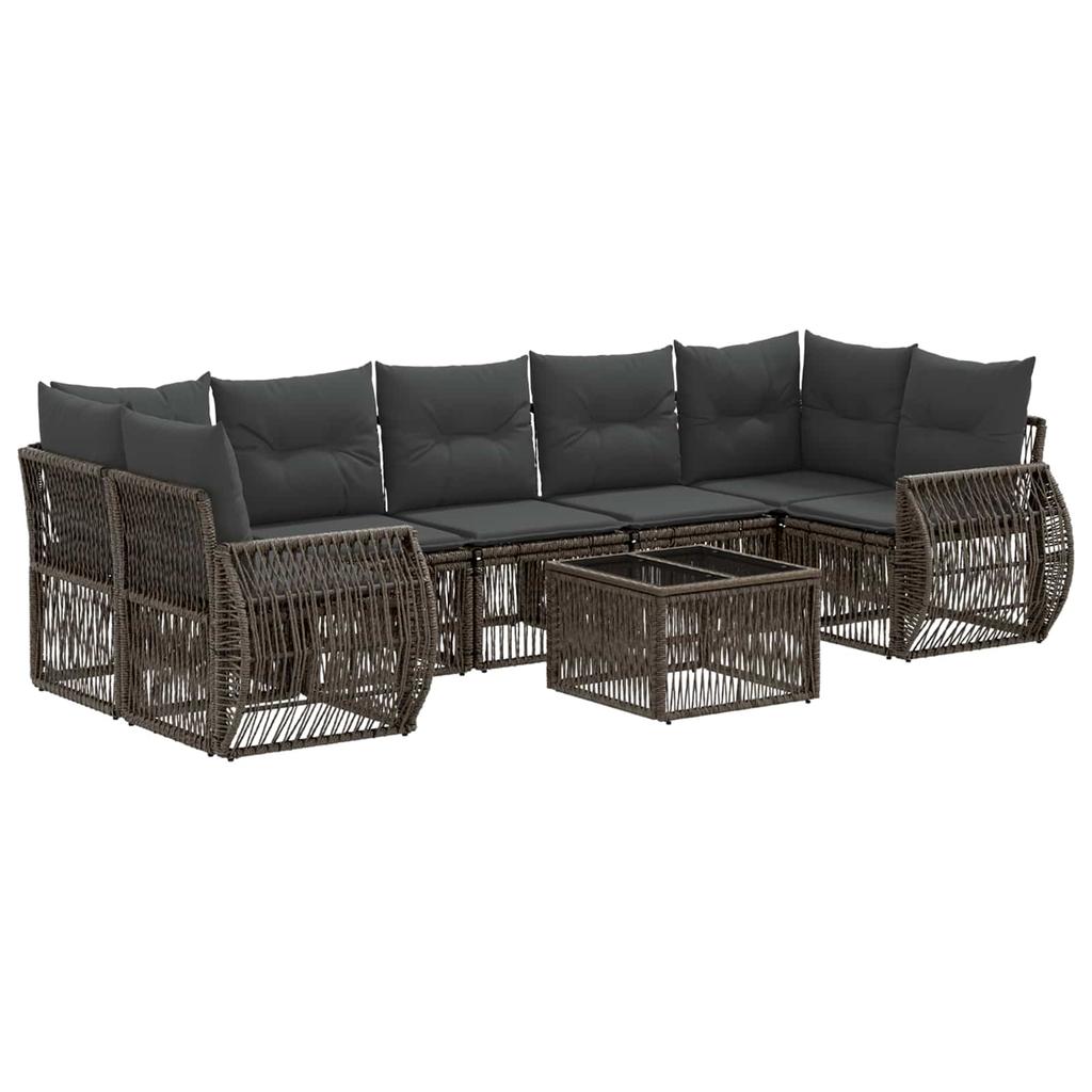 Garden Sofa Set 8 Pieces Grey Poly Rattan