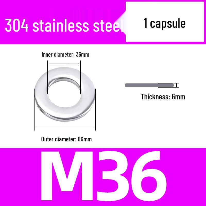 Плоская шайба из нержавеющей стали 304 для винтов M1.6-M45