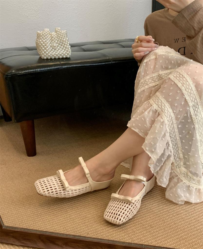 Туфли-платформы на низком толстом каблуке, одинарные туфли, французские плетеные ажурные туфли Мэри Джейн, женские летние ретро сандалии с отверстиями, женские
