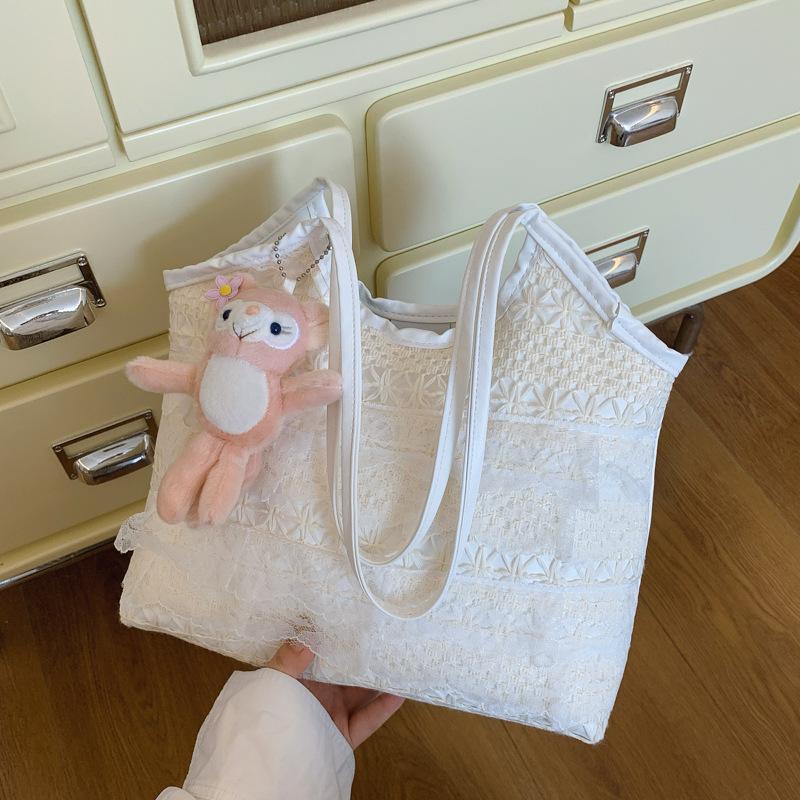 Lace Versatile Large-capacity Simple and Beautiful Tote Bag Women's New Summer Lazy Wind Sweet Casual Shoulder Bag
