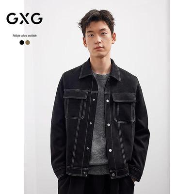 Мужская замшевая куртка в стиле ретро с декоративной строчкой