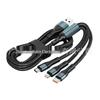 120W Black Braided 3-in-1 Type-C Fast Charging Cable