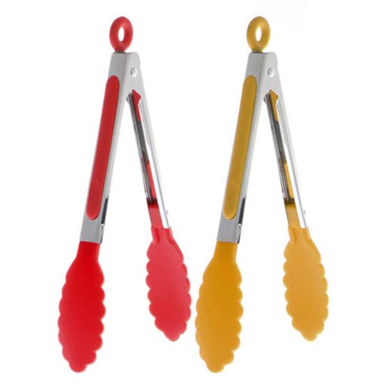 Salad BBQ Kitchen Food Serving Tongs Stainless Steel Nylon Kitchen Utensil Tool