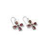 Handmade 925 Sterling Silver Garnet Flower Drop Earrings – Natural Red Gemstone Boho Dangle Jewelry for Women