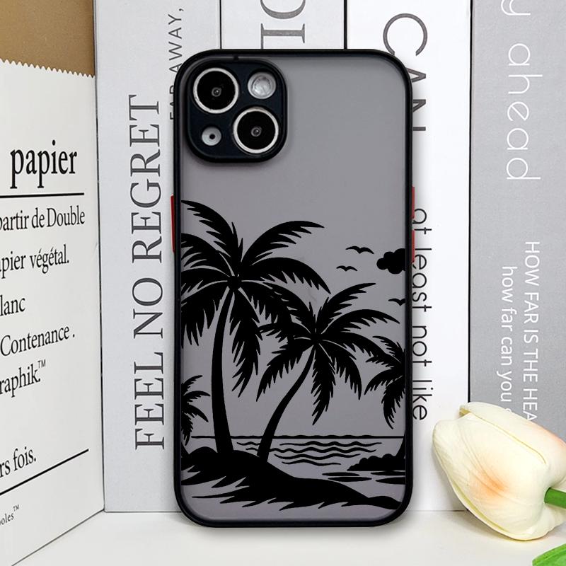 Черный Чехол для Телефона с Принтом Пальмы Кокоса для IPhone 16 14 15 Pro Max 11 12 13 PRO MAX Mini 7 8 Plus X XS Ударопрочный Жесткий Чехол