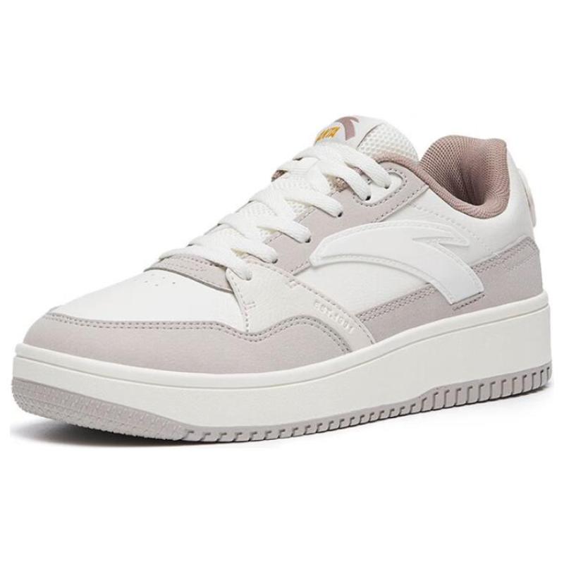Anta 982GZ Synthetic Leather Low top Slip Resistant Cushioning Abrasion Resistant Skateboard Shoes Women's White Gray Sneakers 122318063-3