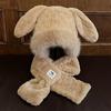 Plush Hooded Hat Scarf Set Thicken Lei Feng Hat Kawaii Fluffy Bomber Hats  For Cold Weather
