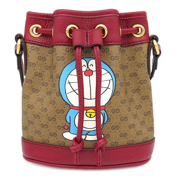 GUCCI 647801 Doraemon Collaboration Mini BucketShoulder Bag GG Supreme Canvas/leather Array
