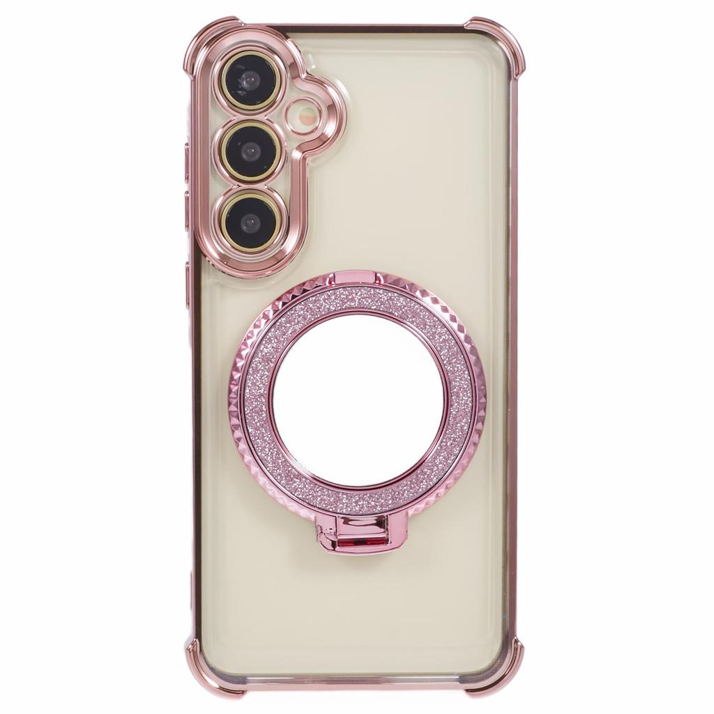For Samsung Galaxy A35 5G Side Heart Pattern Case Kickstand TPU Phone Cover with Mirror