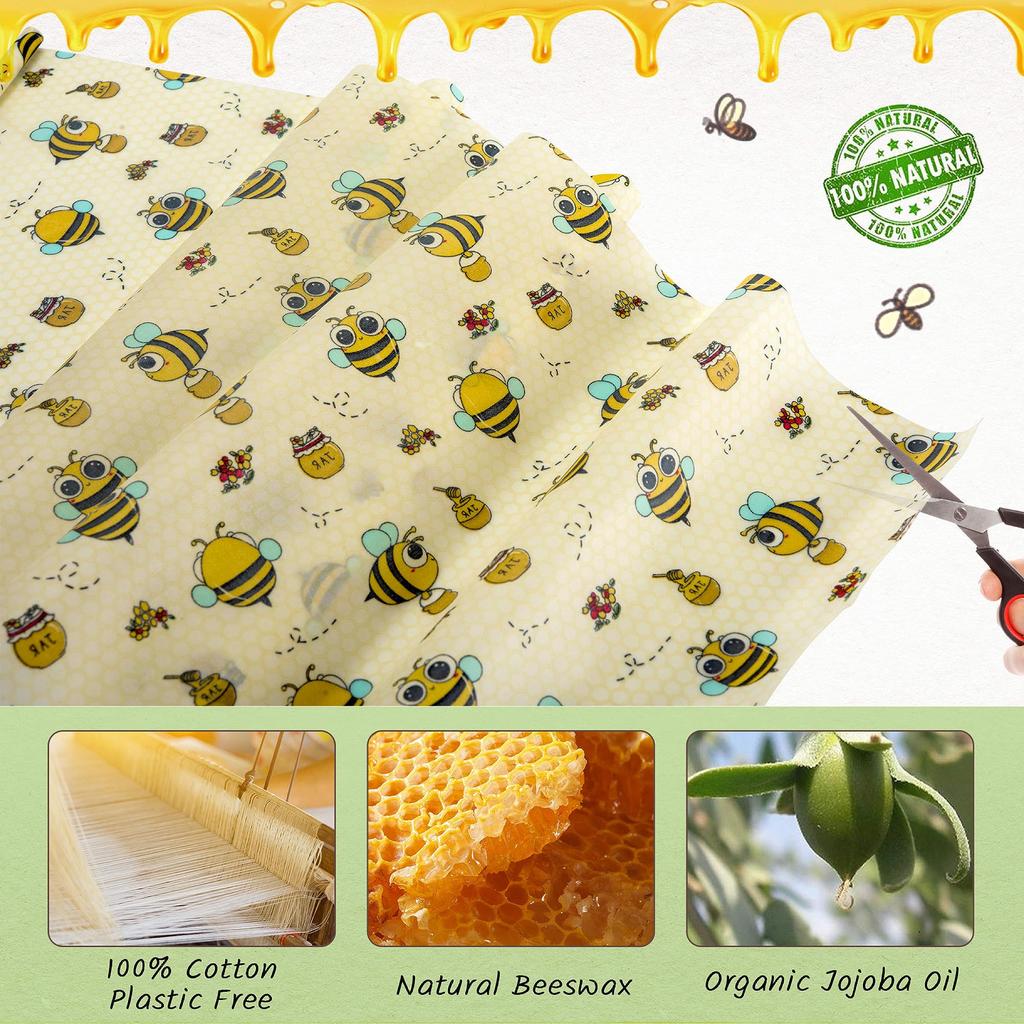 Reusable Beeswax Wrap Eco-Friendly Beeswax Wraps For Food Bread Sandwich Wrapper - Organic, Sustainable Zero Waste Food Storage