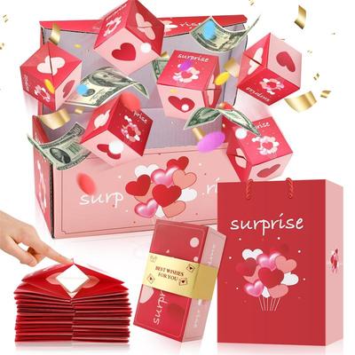 Подарочная коробка-сюрприз Взрывная подарочная коробка для денег, забавная копилка для денежного подарка, складная прыгающая подарочная коробка на день рождения, годовщина, предложение ко Дню святого Валентина