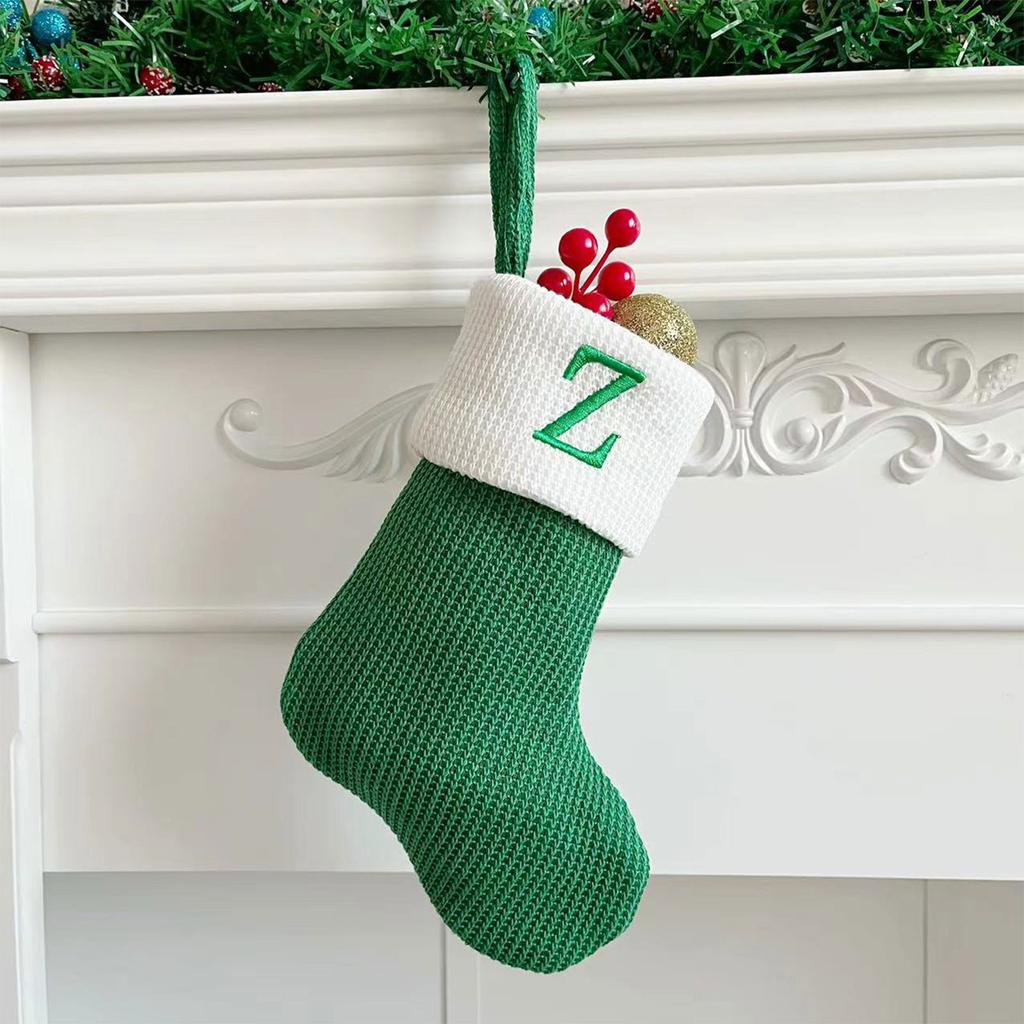 Рождественские чулки, маленькие вышитые буквы, вязаные рождественские подвесные чулки, украшения, декор для рождественской вечеринки