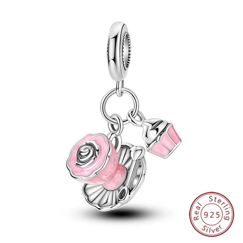 Copper Little Bear Soft Candy Coffee Strawberry Cake Afternoon Tea Charms Beads Fit Bracelets Diy Jewelry