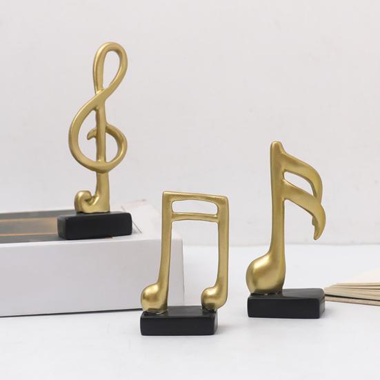 DYS 3 шт. Минималистичная смоляная скульптура музыкальной ноты, скрипичный ключ и восьмая четверть, настольный декор для комнаты пианино, гостиной, матовая художественная коллекционная фигурка, креативная