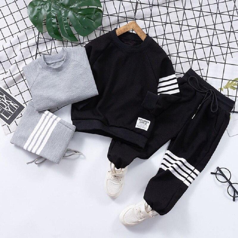 Autumn Winter Spring Boy Sportswear Cotton Long Sleeve Kid Clothing Sets Children Sweater Hoodies Boy Overall 2 3 4 5 6 7 8 Year