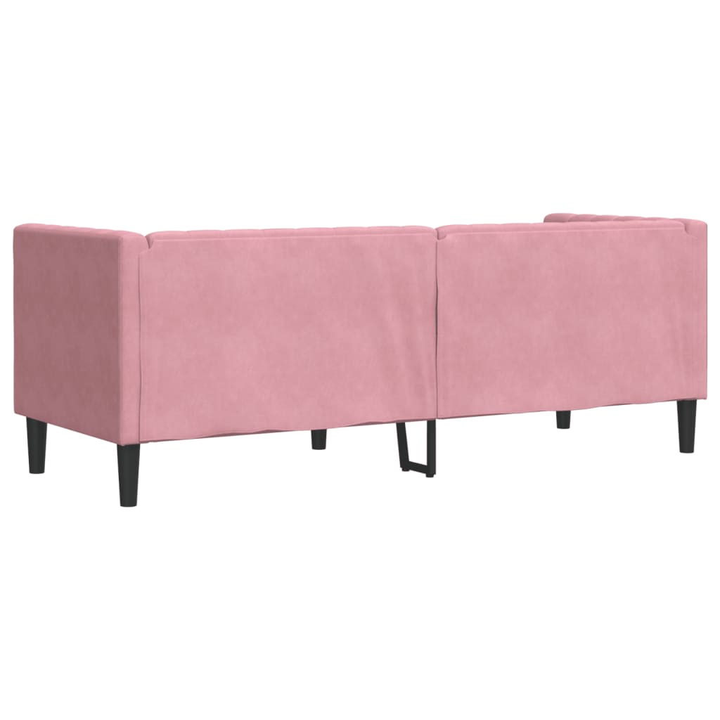 Vidaxl Sofa Chesterfield Z Wałkami, Trzyosobowa, Różowa, Aksamit