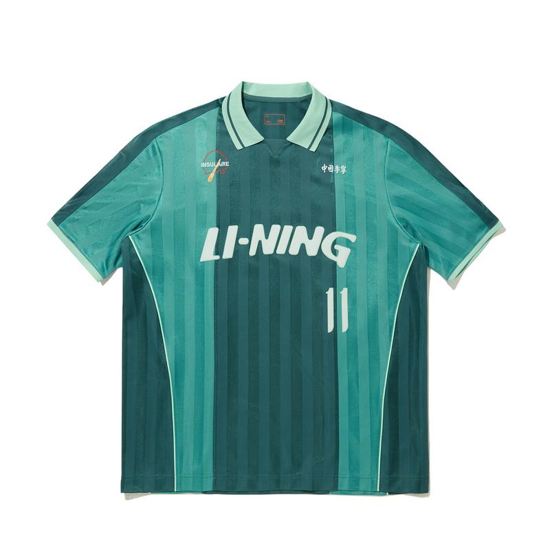 Li Ning X Insulaire Повседневное Минималистичное Спортивное Поло Колорблок Буквы Удобная Футболка с Коротким Рукавом Унисекс Топы APLV639-2