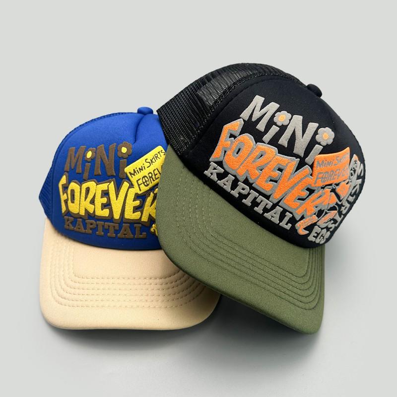American Hip Hop Print Letter Baseball Cap Unisex Sun Protection Color Block Street Mesh Trucker Hat