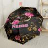 Elegant Floral Frame With Name Compact Travel Customize Your Name Automatic Umbrella Folding Umbrella With 8 Ribs Lightweight Allseason Use Elegant
