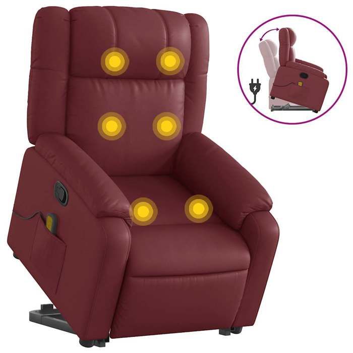 VidaXL Fauteuil inclinable de massage Rouge bordeaux Similicuir 3205161