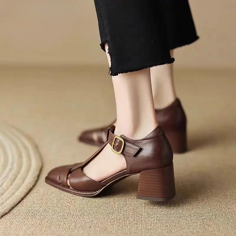 Мода Высокие Каблуки Женские Сандалии Элегантные Массивные Туфли Совершенно Новая Женская Обувь на Каблуке 2025 Лето Дизайнерские Туфли Мода Zapatos De Mujer