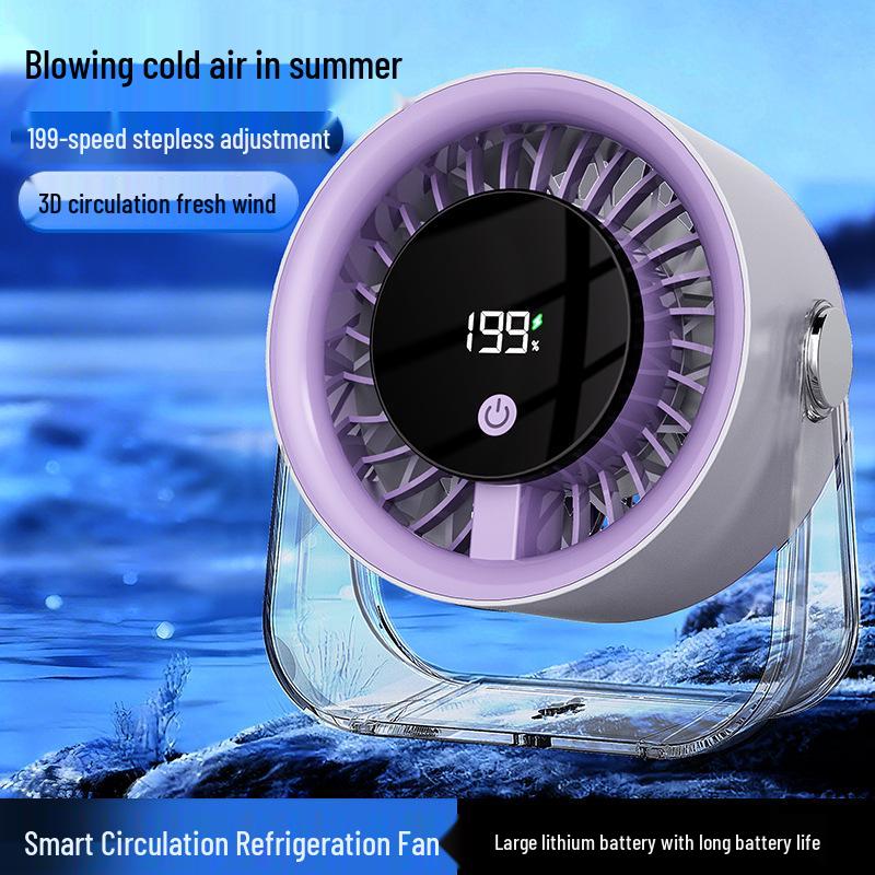 USB Rechargeable Wall-Mounted Desktop Fan with Digital Display