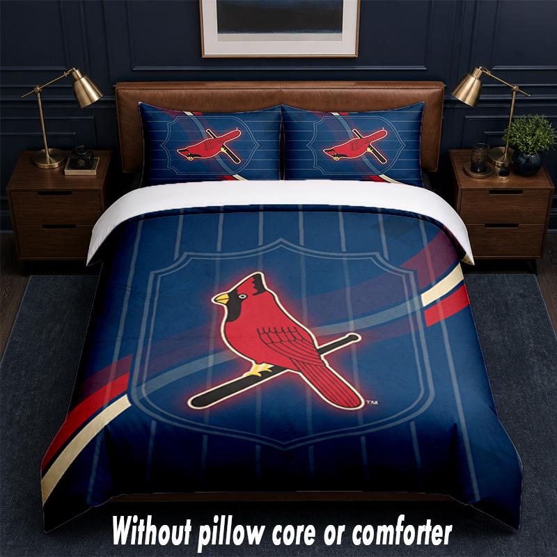 St. Louis Cardinals Design Bed Bedding Set 1 Duvet Cover + 2 Pillowcases Soft Breathable Household Bed Linens