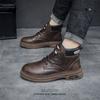 Ботинки из натуральной кожи для мужчин, мотоциклетные ботинки, трендовые ботильоны, высокие мужские ботинки в британском стиле в стиле ретро, новинка 2024 года, мужская обувь для активного отдыха